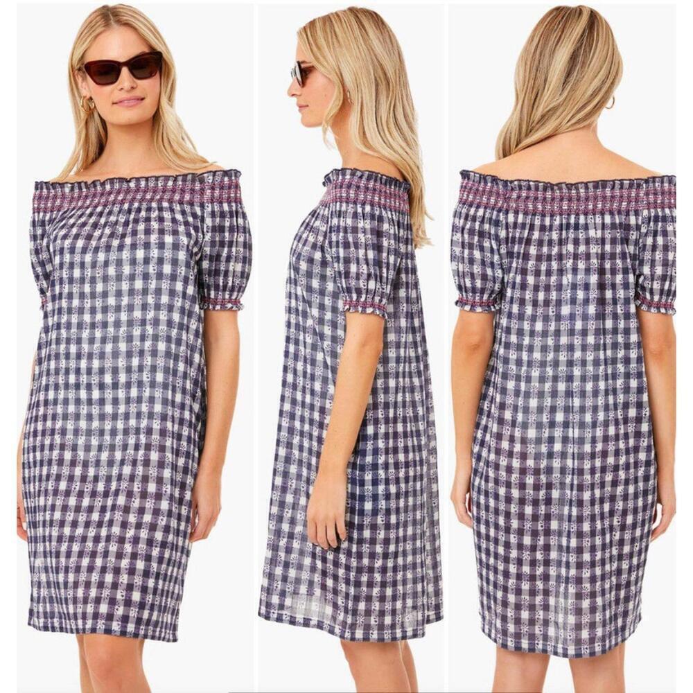 Tuckernuck Tnuck Beach Embroidered Bleu Check Toulon Coverup NWT Small S